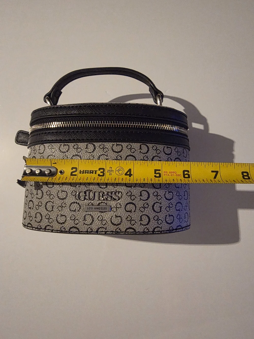 GUESS Gray/Black Monogram Cosmetic Case Top-Handle Bag
